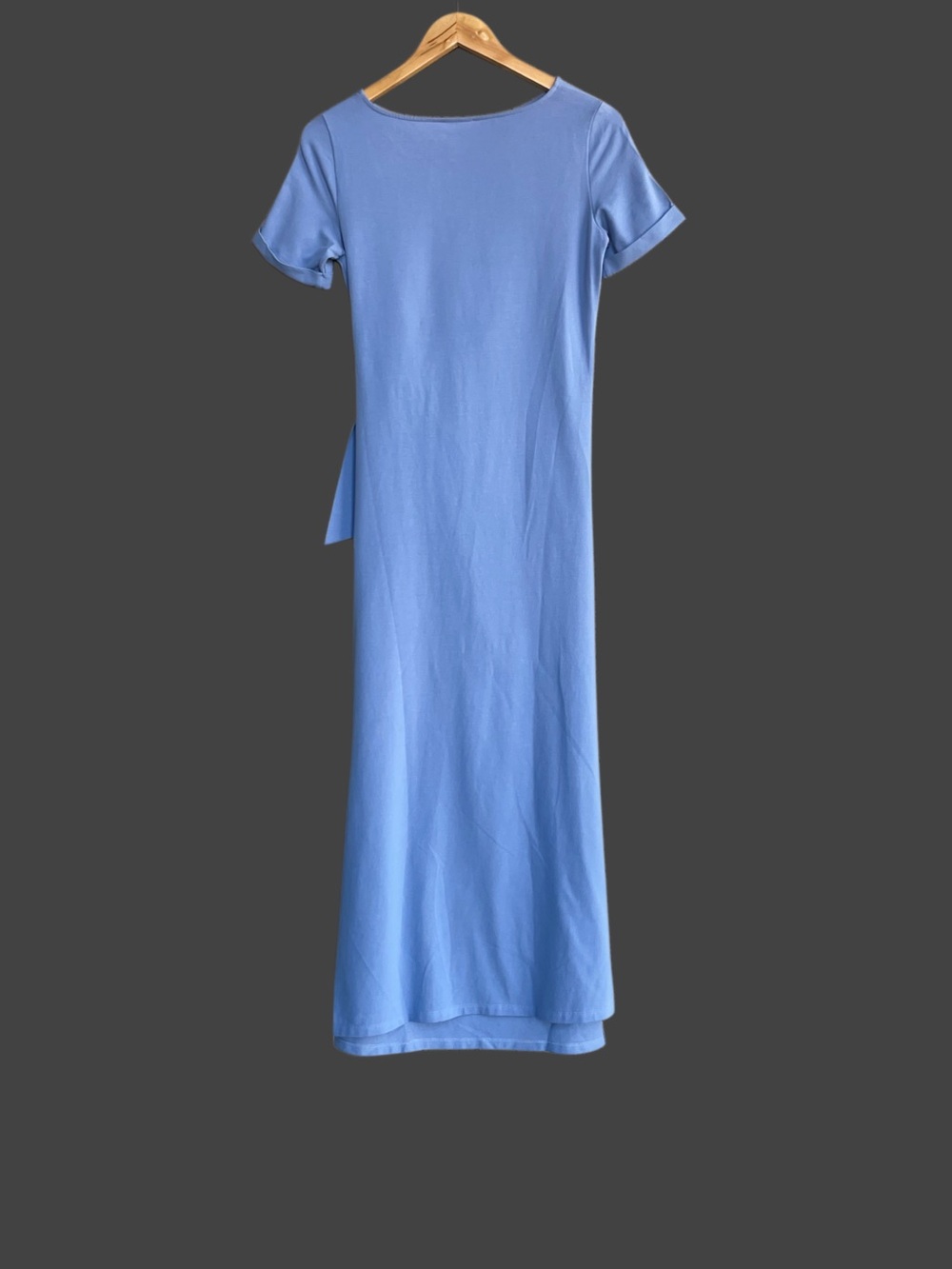 SEZANE NWT Blue Stretch Cotton Jersey Knot Tie Waist Pippa Maxi Dress - Picture 8 of 12